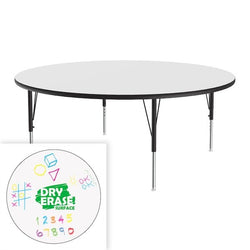 Correll Round Markerboard-Dry Erase Deluxe High Pressure Top - Activity Tables 60"W x 60"L x 19-29"H Adjustable Height (COR-A60DE-RND-XX)
