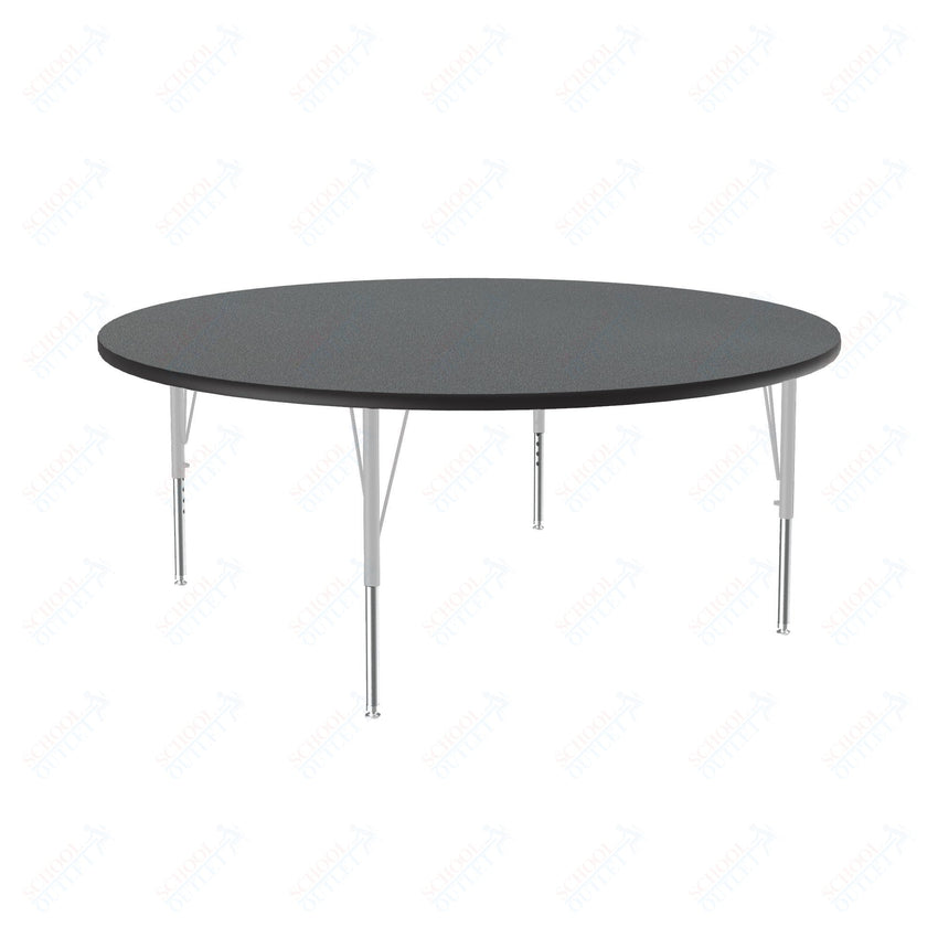 Correll Round Commercial Laminate Top Activity Tables 60"W x 60"L x 19 - 29"H Adjustable Height (COR - A60TF - RND - XX) - SchoolOutlet