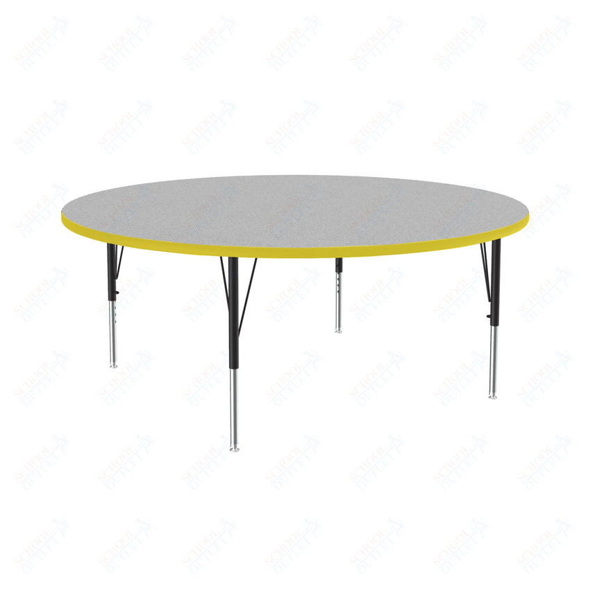 Correll Round Commercial Laminate Top Activity Tables 60"W x 60"L x 19 - 29"H Adjustable Height (COR - A60TF - RND - XX) - SchoolOutlet