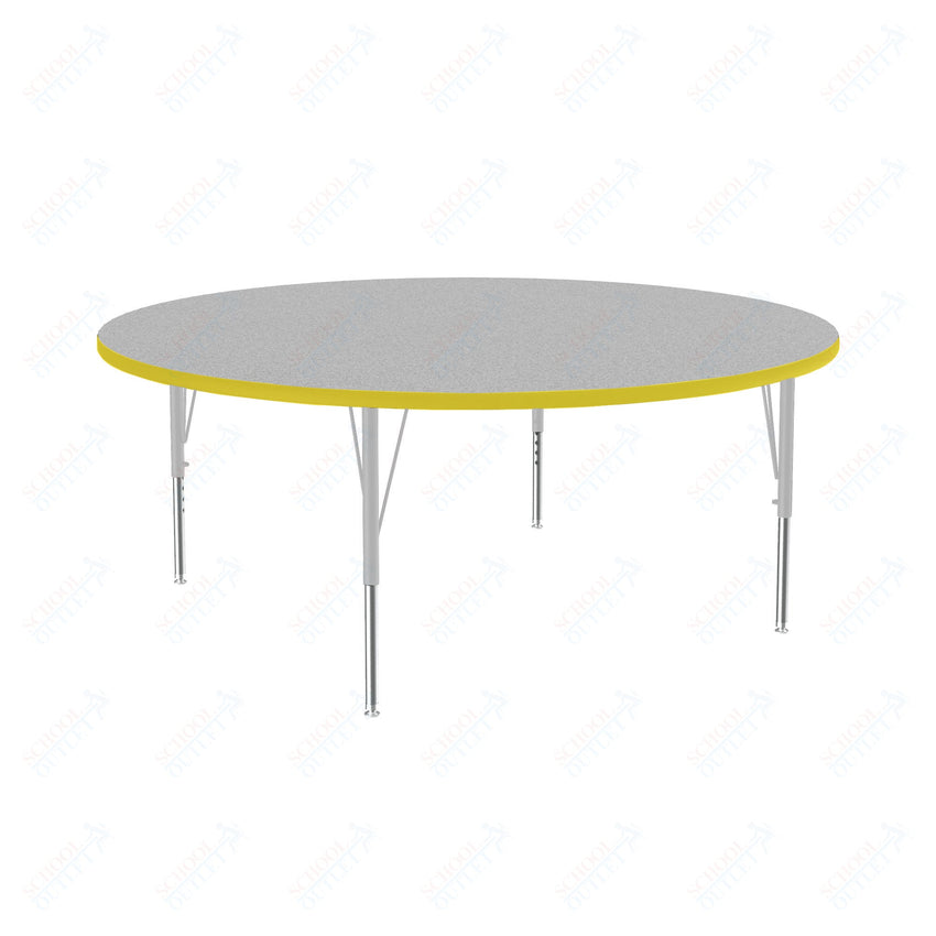 Correll Round Commercial Laminate Top Activity Tables 60"W x 60"L x 19 - 29"H Adjustable Height (COR - A60TF - RND - XX) - SchoolOutlet