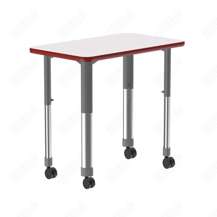 Correll Rectangular Markerboard - Dry Erase High Pressure Collaborative Desk 27"W x 20"L x 25 - 35"H Adjustable Height (COR - AD2027DE - REC - XX) - SchoolOutlet
