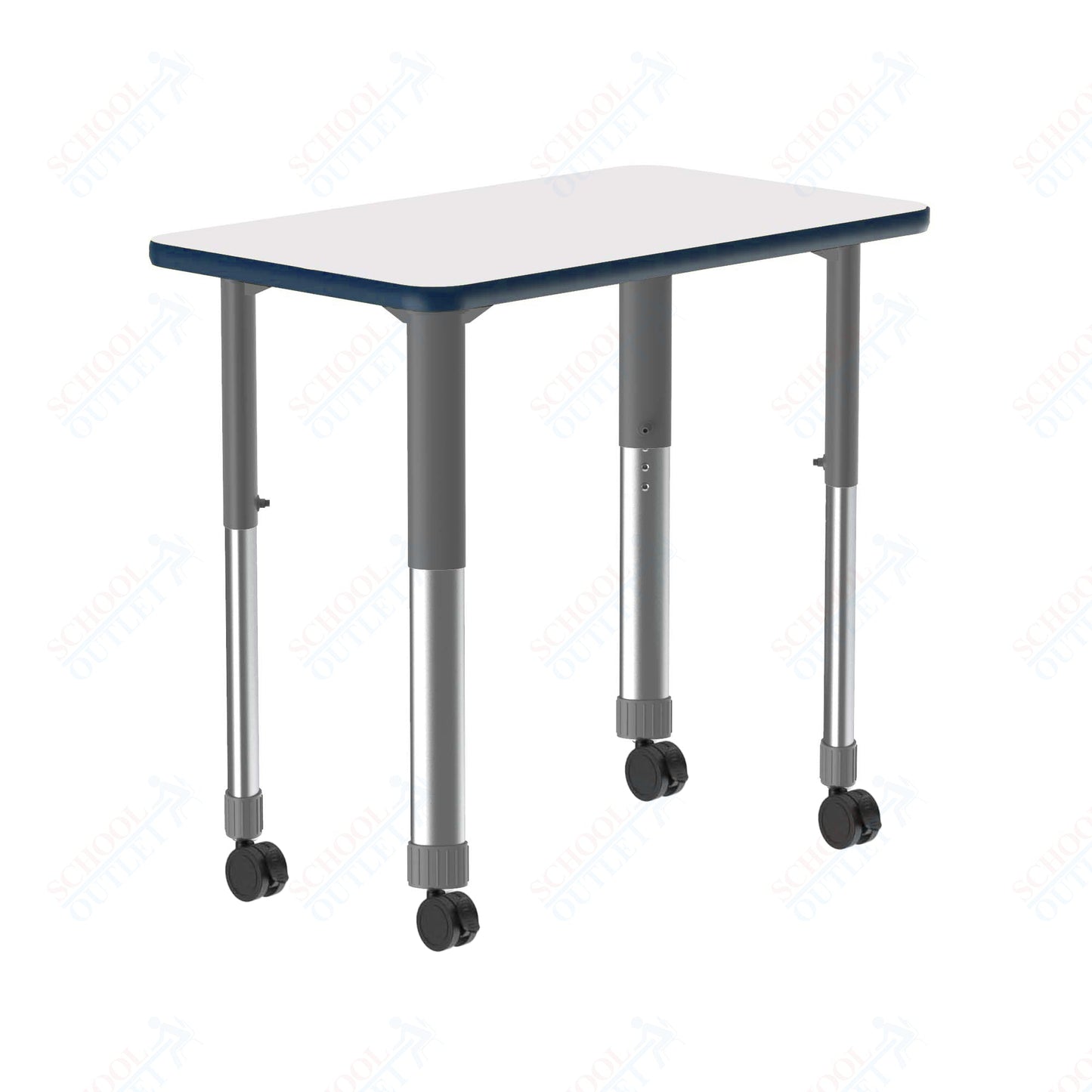 Correll Rectangular Markerboard - Dry Erase High Pressure Collaborative Desk 27"W x 20"L x 25 - 35"H Adjustable Height (COR - AD2027DE - REC - XX) - SchoolOutlet