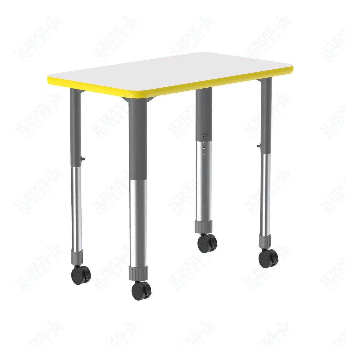 Correll Rectangular Markerboard - Dry Erase High Pressure Collaborative Desk 27"W x 20"L x 25 - 35"H Adjustable Height (COR - AD2027DE - REC - XX) - SchoolOutlet