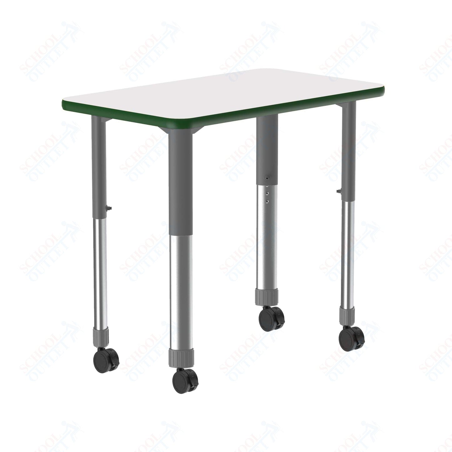 Correll Rectangular Markerboard - Dry Erase High Pressure Collaborative Desk 27"W x 20"L x 25 - 35"H Adjustable Height (COR - AD2027DE - REC - XX) - SchoolOutlet