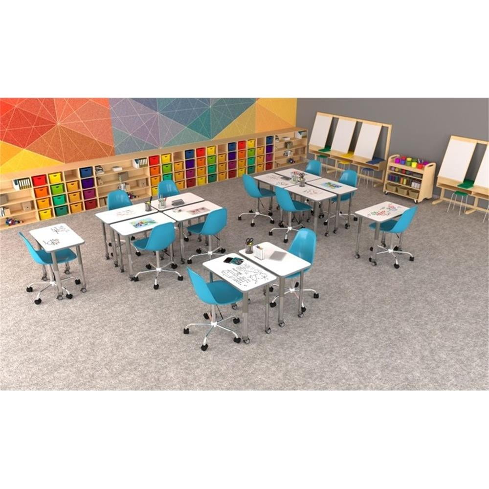 Correll Rectangular Commercial Laminate Top Collaborative Desk 27"W x 20"L x 25 - 35"H Adjustable Height (COR - AD2027TF - REC - XX) - SchoolOutlet
