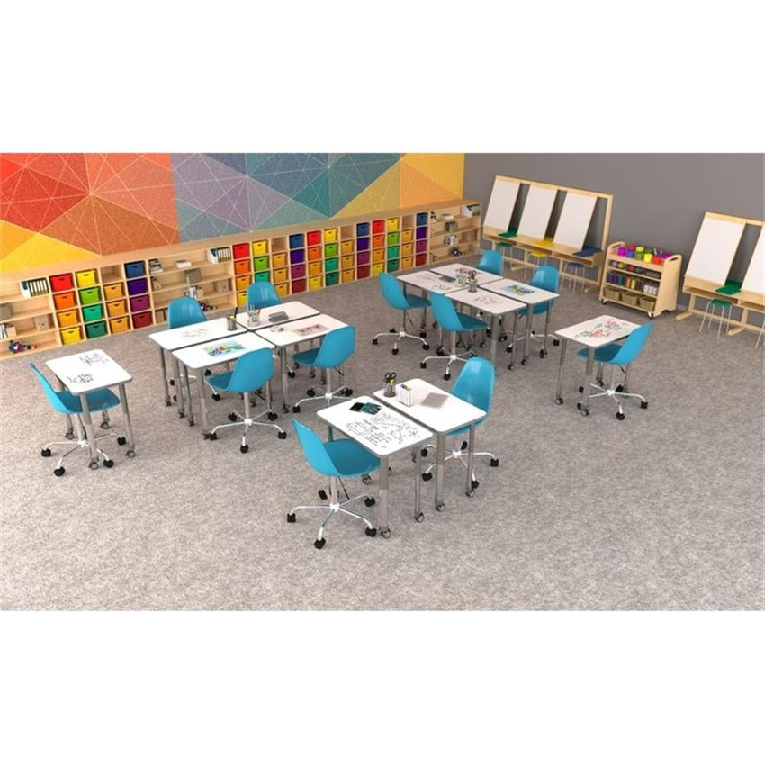 Correll Rectangular Commercial Laminate Top Collaborative Desk 27"W x 20"L x 25 - 35"H Adjustable Height (COR - AD2027TF - REC - XX) - SchoolOutlet