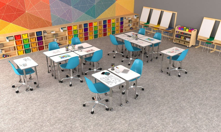 Correll Diamond Deluxe High Pressure Collaborative Desk 34"W x 30"L x 25 - 35"H Adjustable Height (COR - AD3034 - DIA - XX) - SchoolOutlet