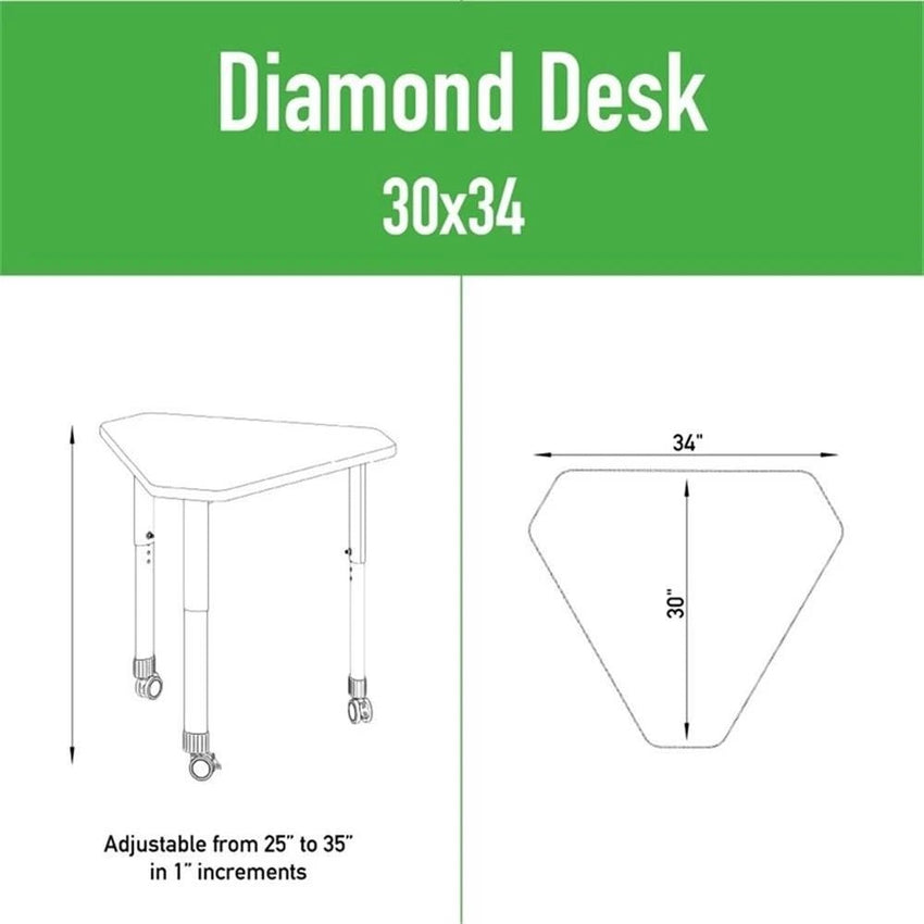 Correll Diamond Commercial Laminate Top Collaborative Desk 34"W x 30"L x 25 - 35"H Adjustable Height (COR - AD3034TF - DIA - XX) - SchoolOutlet