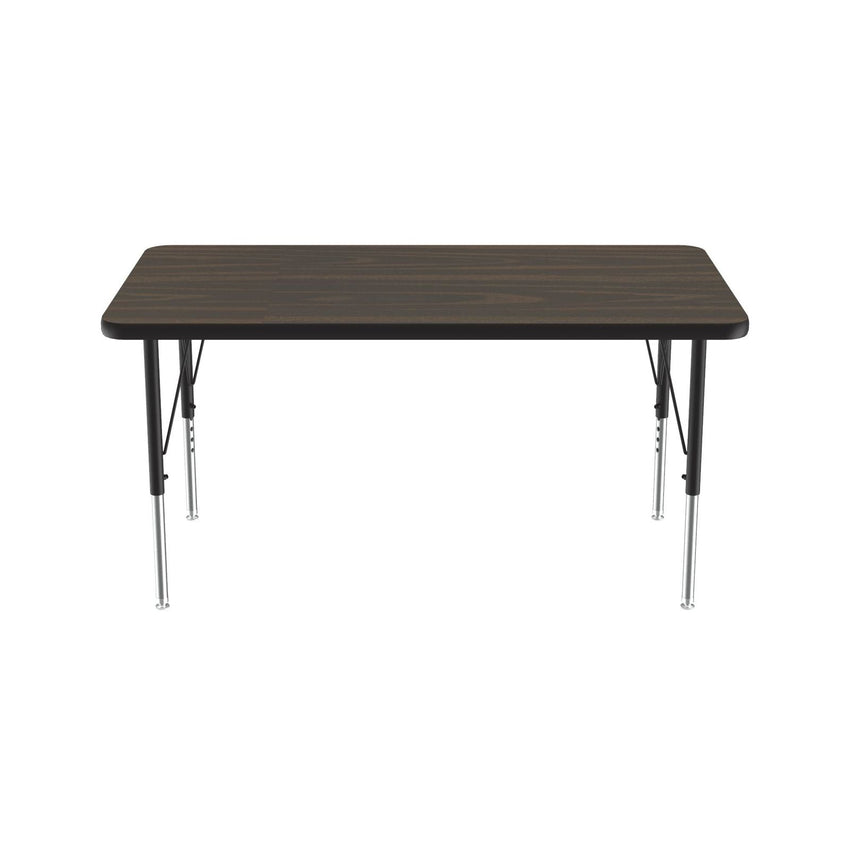Correll Rectangular Econoline Melamine Top Activity Tables 24"W x 48"L x 19 - 29"H Adjustable Height (COR - AM2448 - REC - XX) - SchoolOutlet