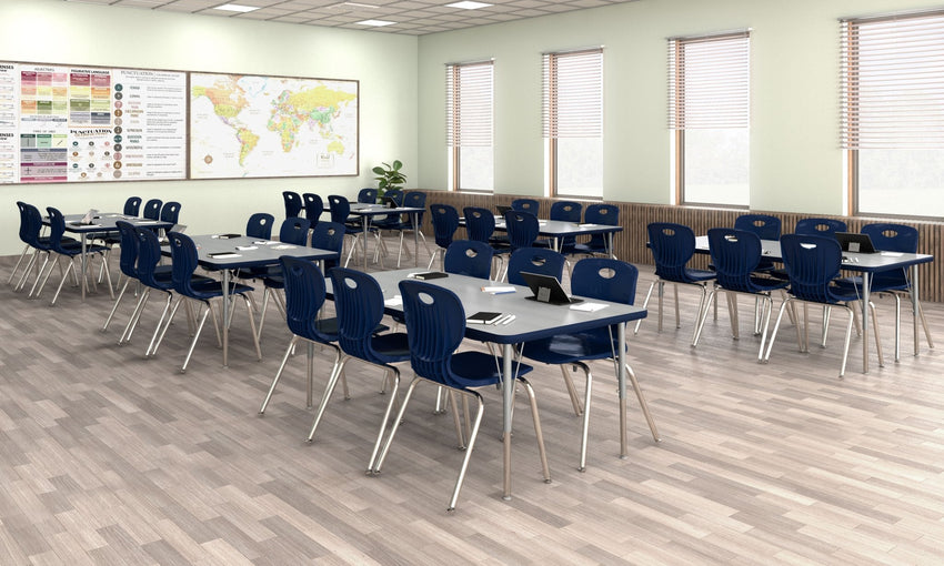 Correll Rectangular Econoline Melamine Top Activity Tables 24"W x 48"L x 19 - 29"H Adjustable Height (COR - AM2448 - REC - XX) - SchoolOutlet