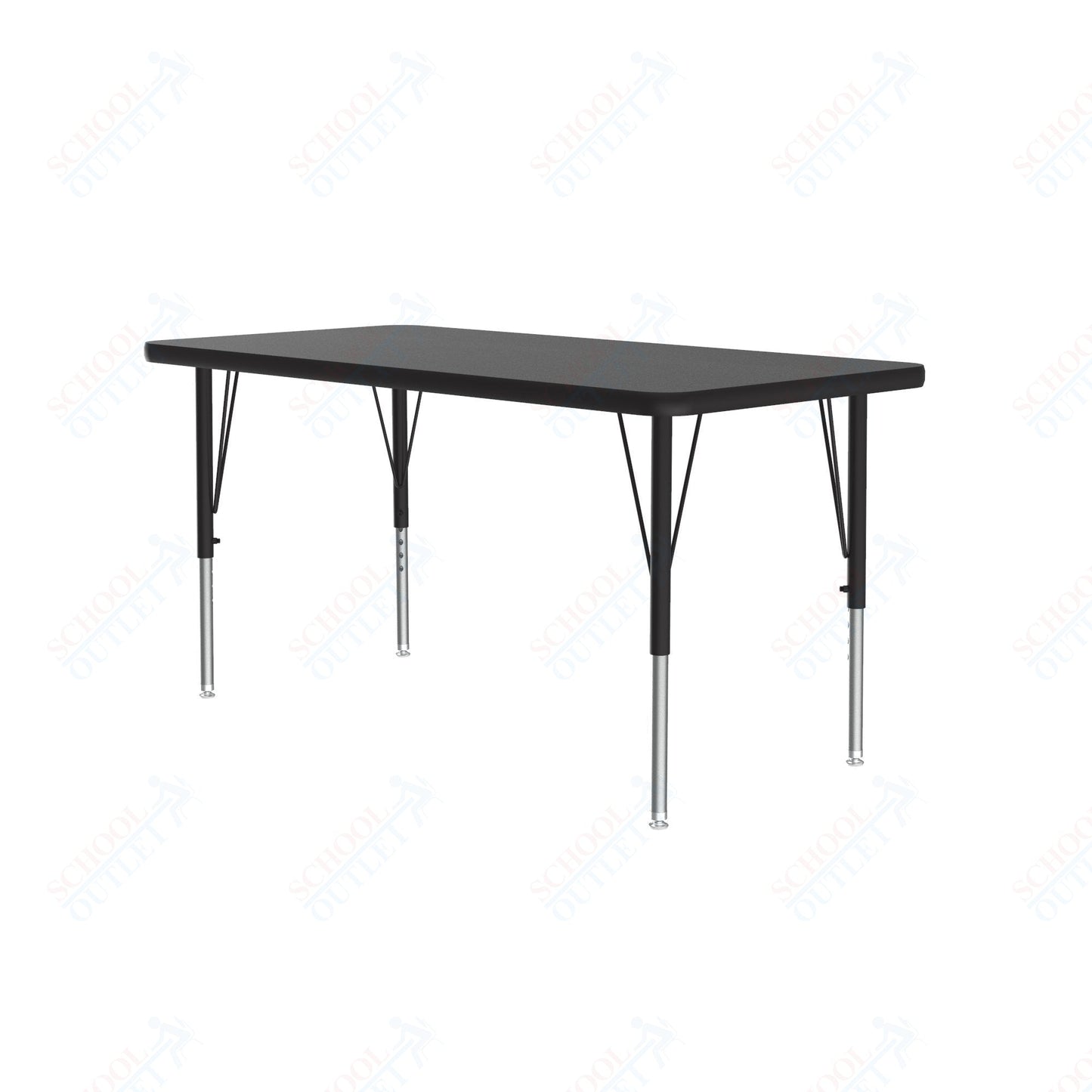 Correll Rectangular Econoline Melamine Top Activity Tables 24"W x 60"L x 19 - 29"H Adjustable Height (COR - AM2460 - REC - XX) - SchoolOutlet
