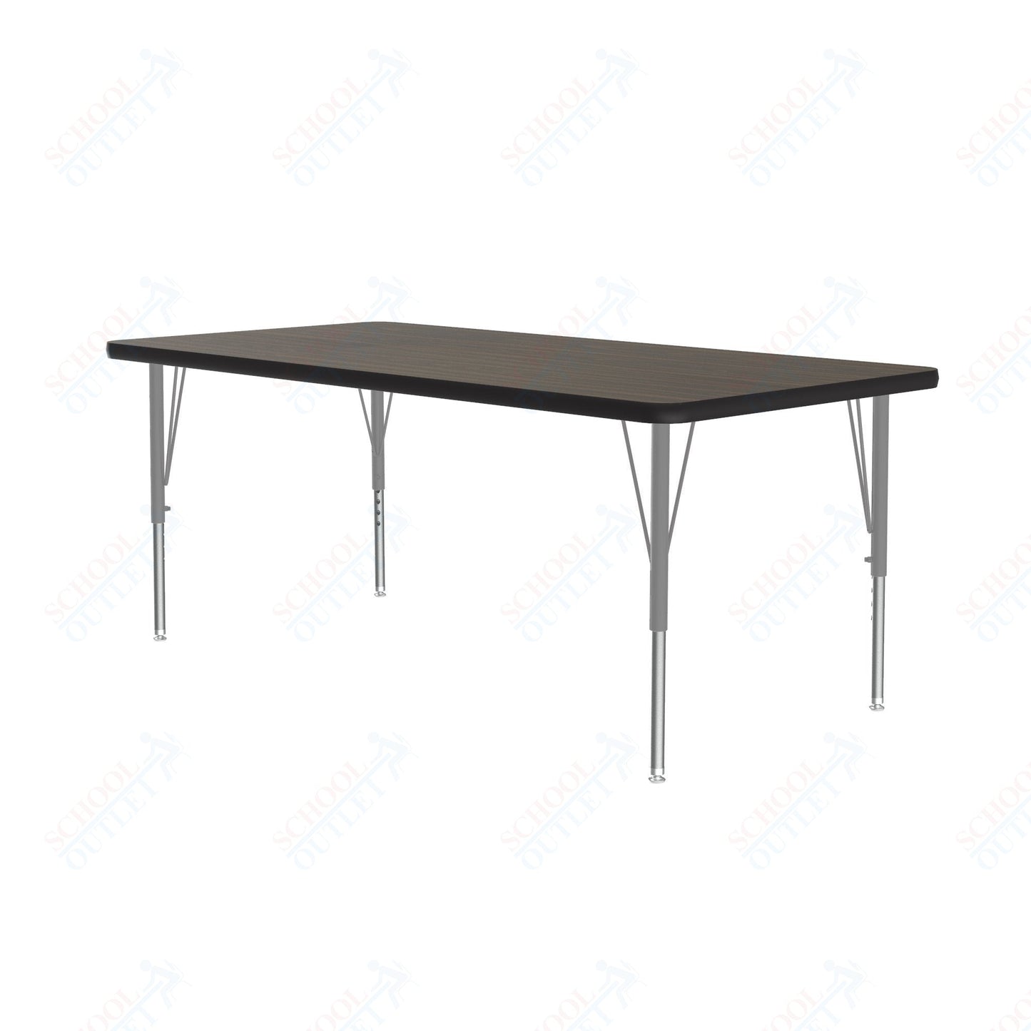Correll Rectangular Econoline Melamine Top Activity Tables 30"W x 72"L x 19 - 29"H Adjustable Height (COR - AM3072 - REC - XX) - SchoolOutlet