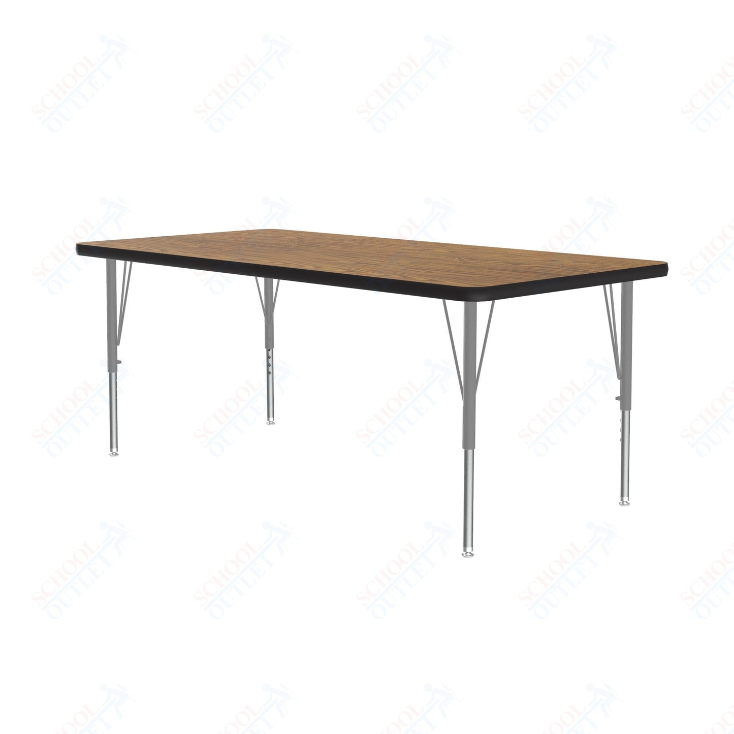 Correll Rectangular Econoline Melamine Top Activity Tables 30"W x 72"L x 19 - 29"H Adjustable Height (COR - AM3072 - REC - XX) - SchoolOutlet