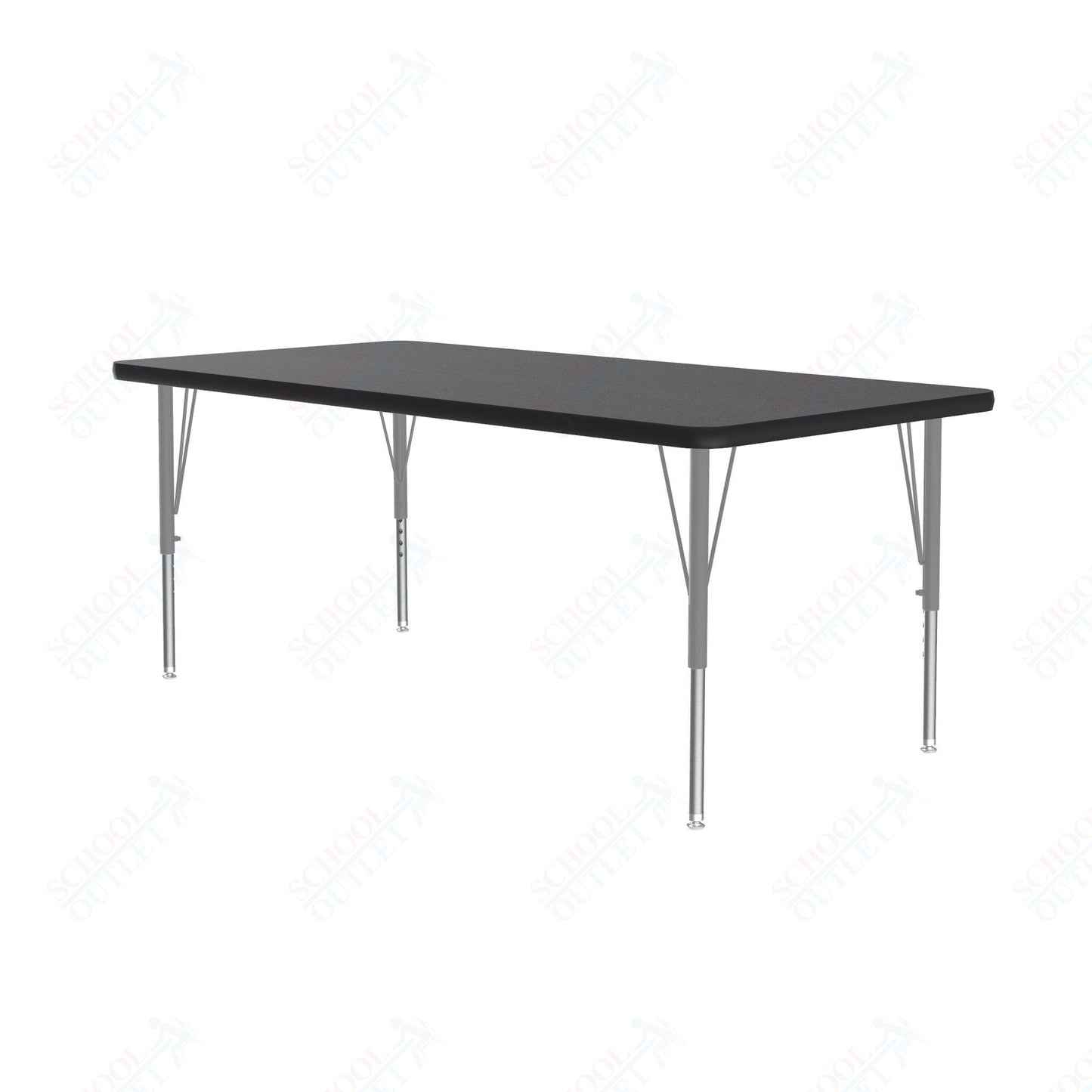 Correll Rectangular Econoline Melamine Top Activity Tables 30"W x 72"L x 19 - 29"H Adjustable Height (COR - AM3072 - REC - XX) - SchoolOutlet