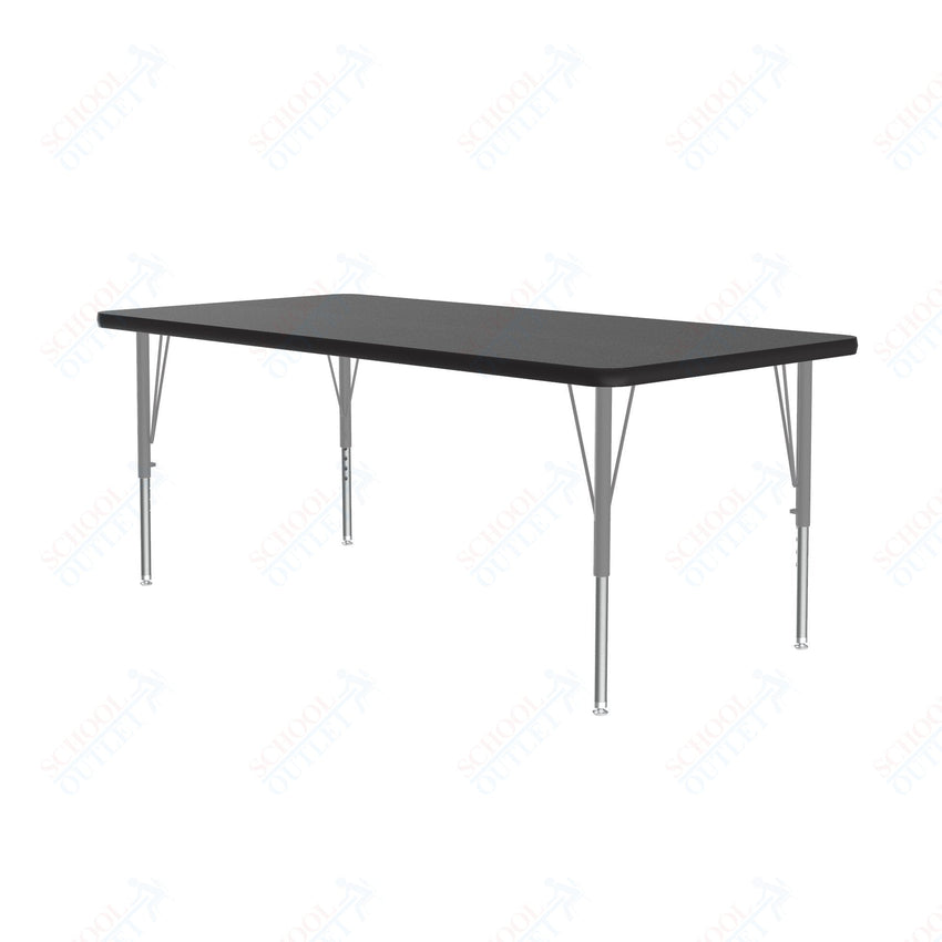 Correll Rectangular Econoline Melamine Top Activity Tables 30"W x 72"L x 19 - 29"H Adjustable Height (COR - AM3072 - REC - XX) - SchoolOutlet
