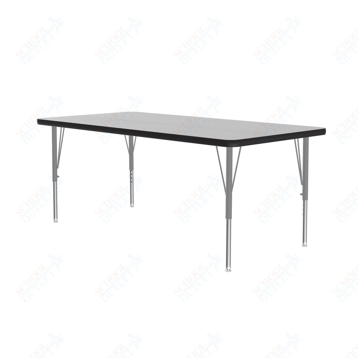 Correll Rectangular Econoline Melamine Top Activity Tables 30"W x 72"L x 19 - 29"H Adjustable Height (COR - AM3072 - REC - XX) - SchoolOutlet