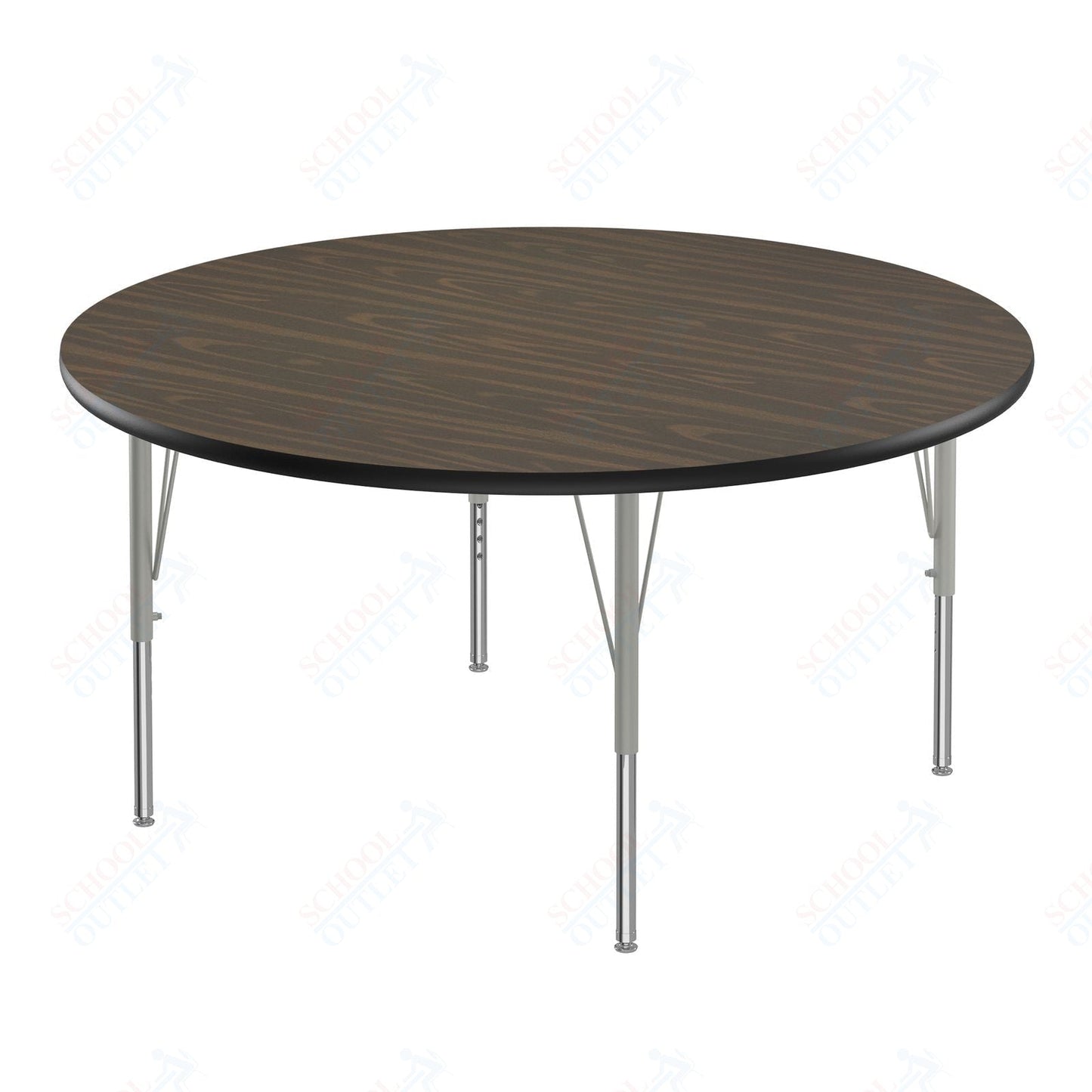 Correll Round Econoline Melamine Top Activity Tables 48"W x 48"L x 19 - 29"H Adjustable Height (COR - AM48 - RND - XX) - SchoolOutlet
