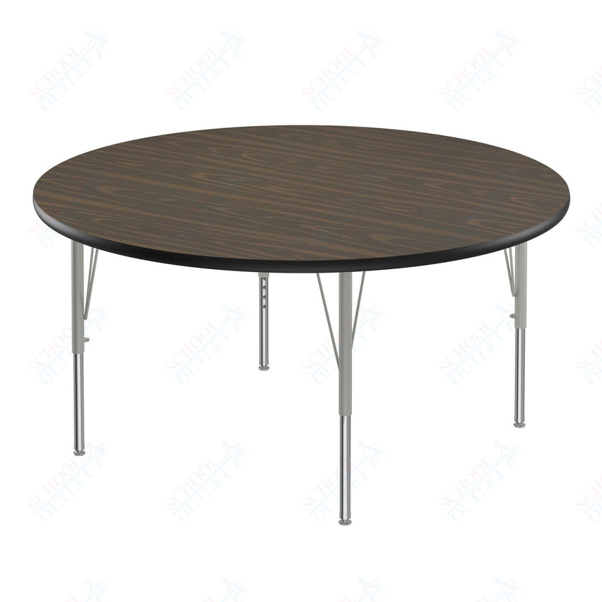 Correll Round Econoline Melamine Top Activity Tables 48"W x 48"L x 19 - 29"H Adjustable Height (COR - AM48 - RND - XX) - SchoolOutlet