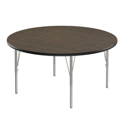 Correll Round Econoline Melamine Top Activity Tables 48"W x 48"L x 19-29"H Adjustable Height (COR-AM48-RND-XX)