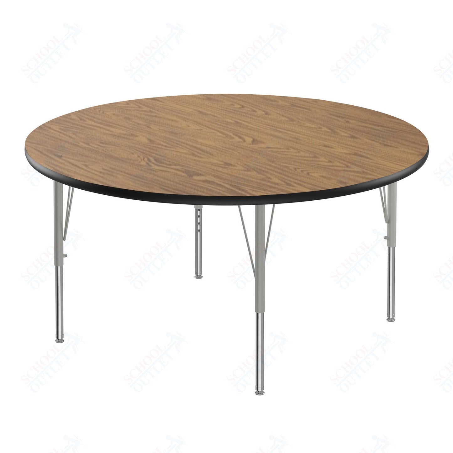 Correll Round Econoline Melamine Top Activity Tables 48"W x 48"L x 19 - 29"H Adjustable Height (COR - AM48 - RND - XX) - SchoolOutlet