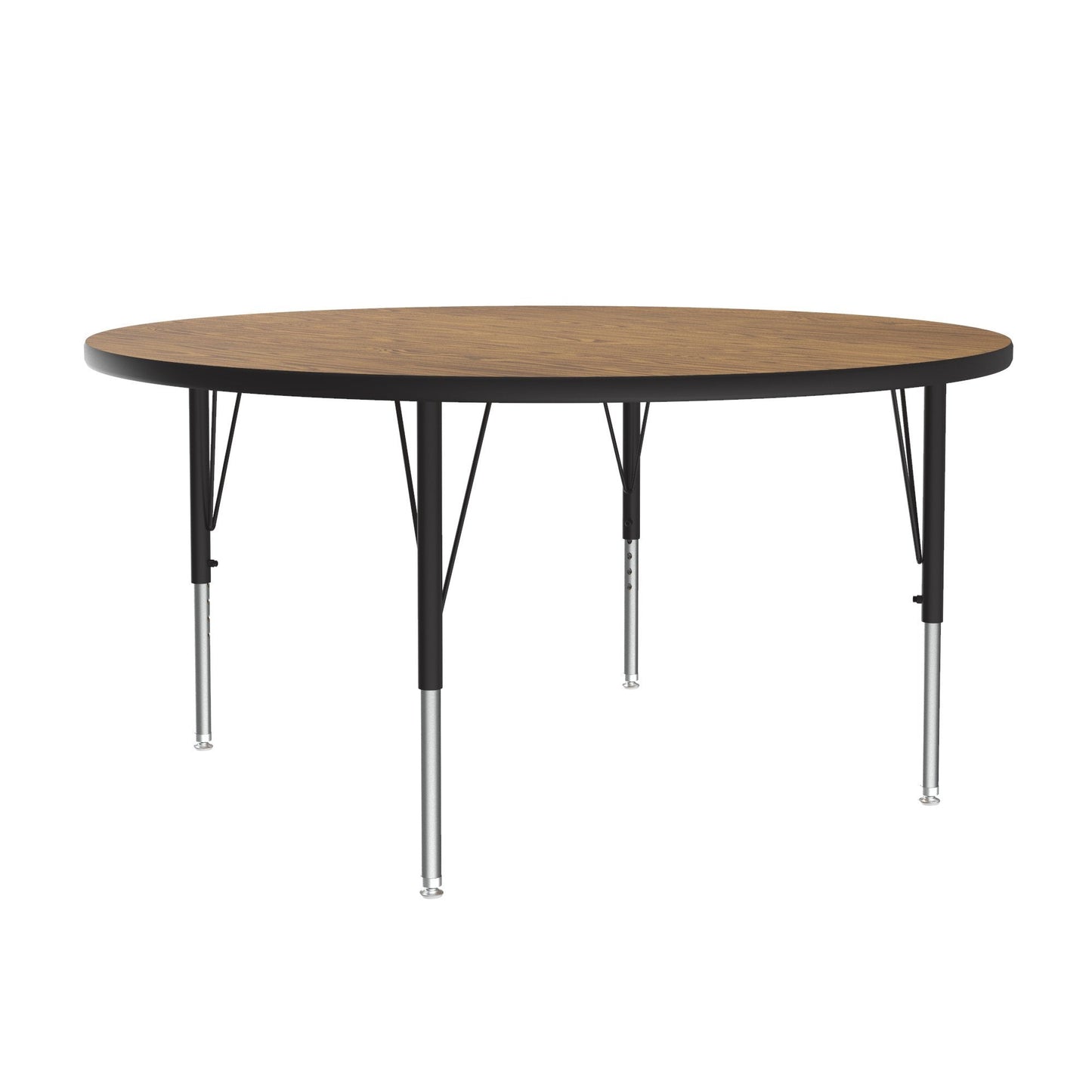 Correll Round Econoline Melamine Top Activity Tables 48"W x 48"L x 19 - 29"H Adjustable Height (COR - AM48 - RND - XX) - SchoolOutlet