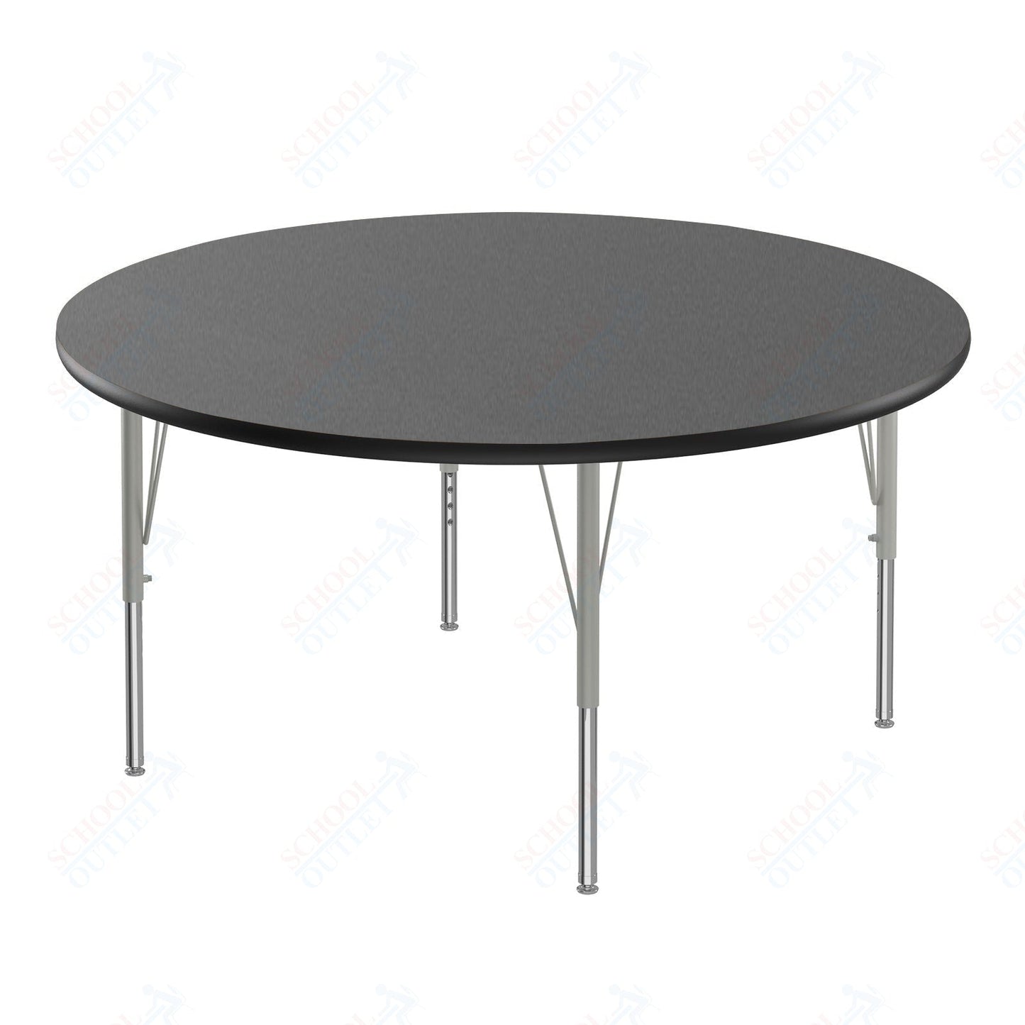 Correll Round Econoline Melamine Top Activity Tables 48"W x 48"L x 19 - 29"H Adjustable Height (COR - AM48 - RND - XX) - SchoolOutlet