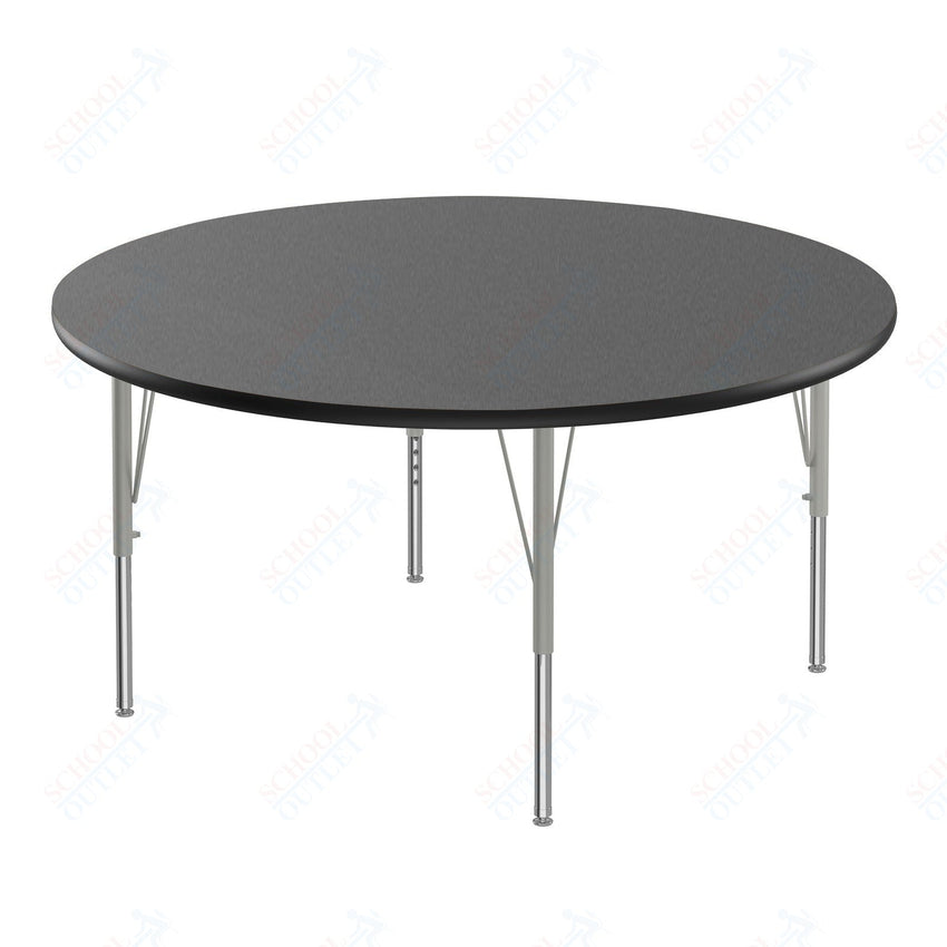 Correll Round Econoline Melamine Top Activity Tables 48"W x 48"L x 19 - 29"H Adjustable Height (COR - AM48 - RND - XX) - SchoolOutlet