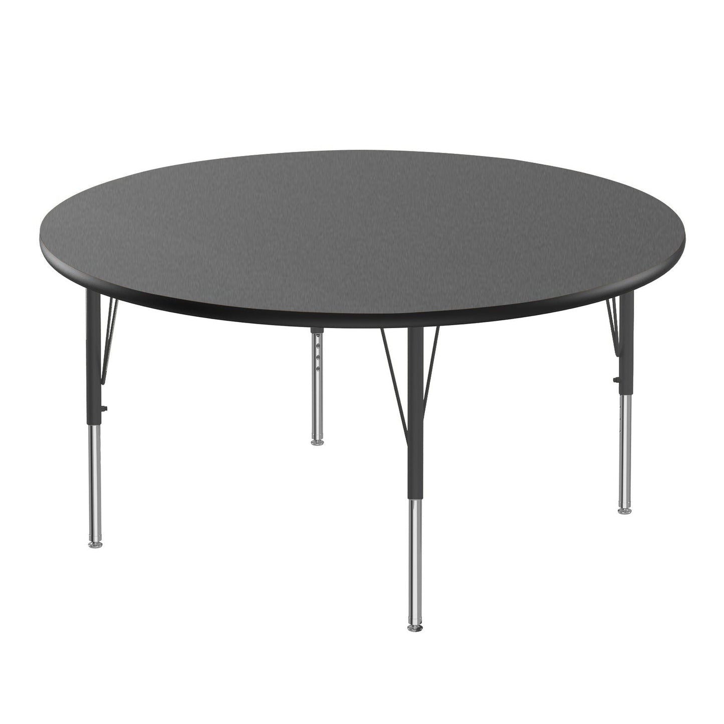 Correll Round Econoline Melamine Top Activity Tables 48"W x 48"L x 19 - 29"H Adjustable Height (COR - AM48 - RND - XX) - SchoolOutlet