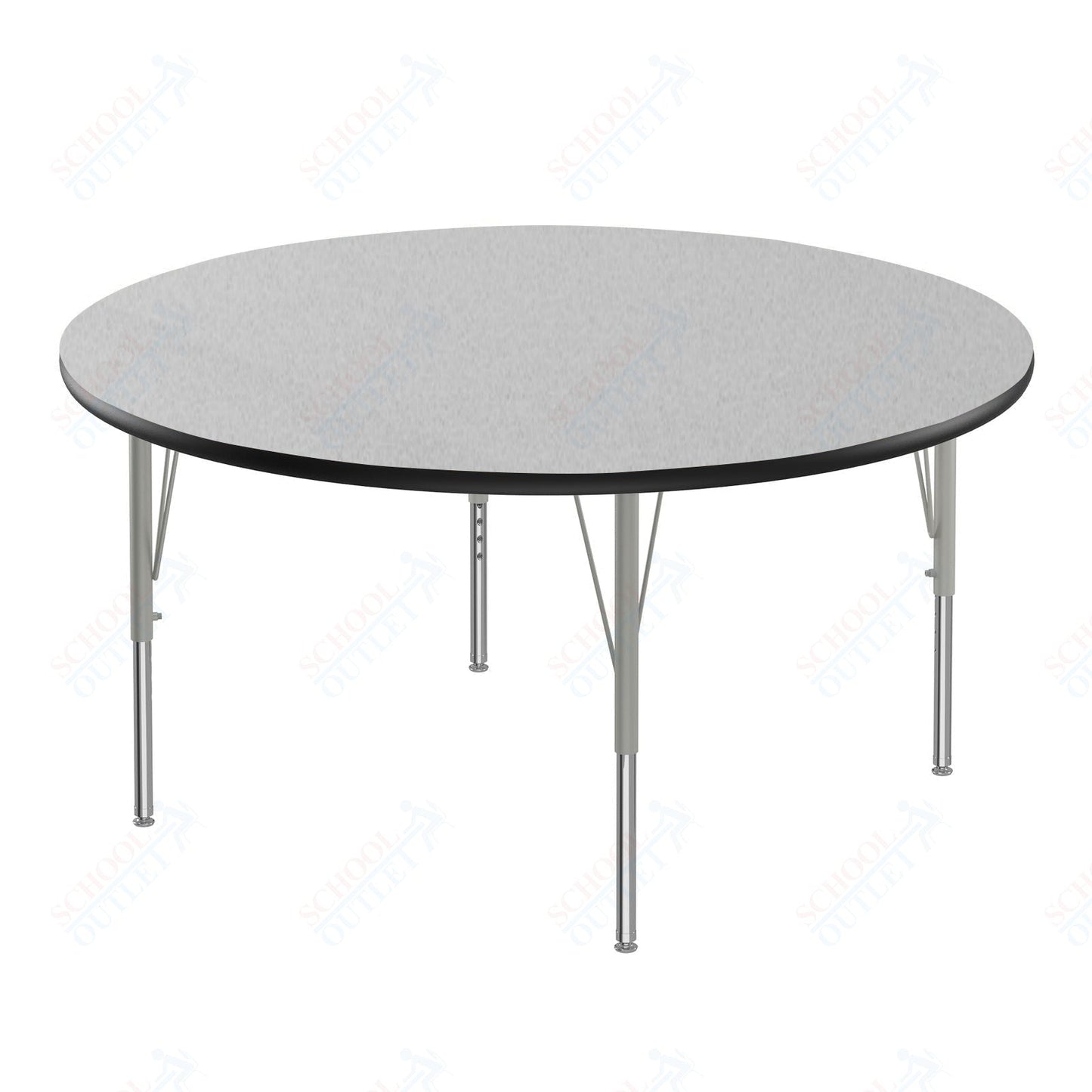 Correll Round Econoline Melamine Top Activity Tables 48"W x 48"L x 19 - 29"H Adjustable Height (COR - AM48 - RND - XX) - SchoolOutlet