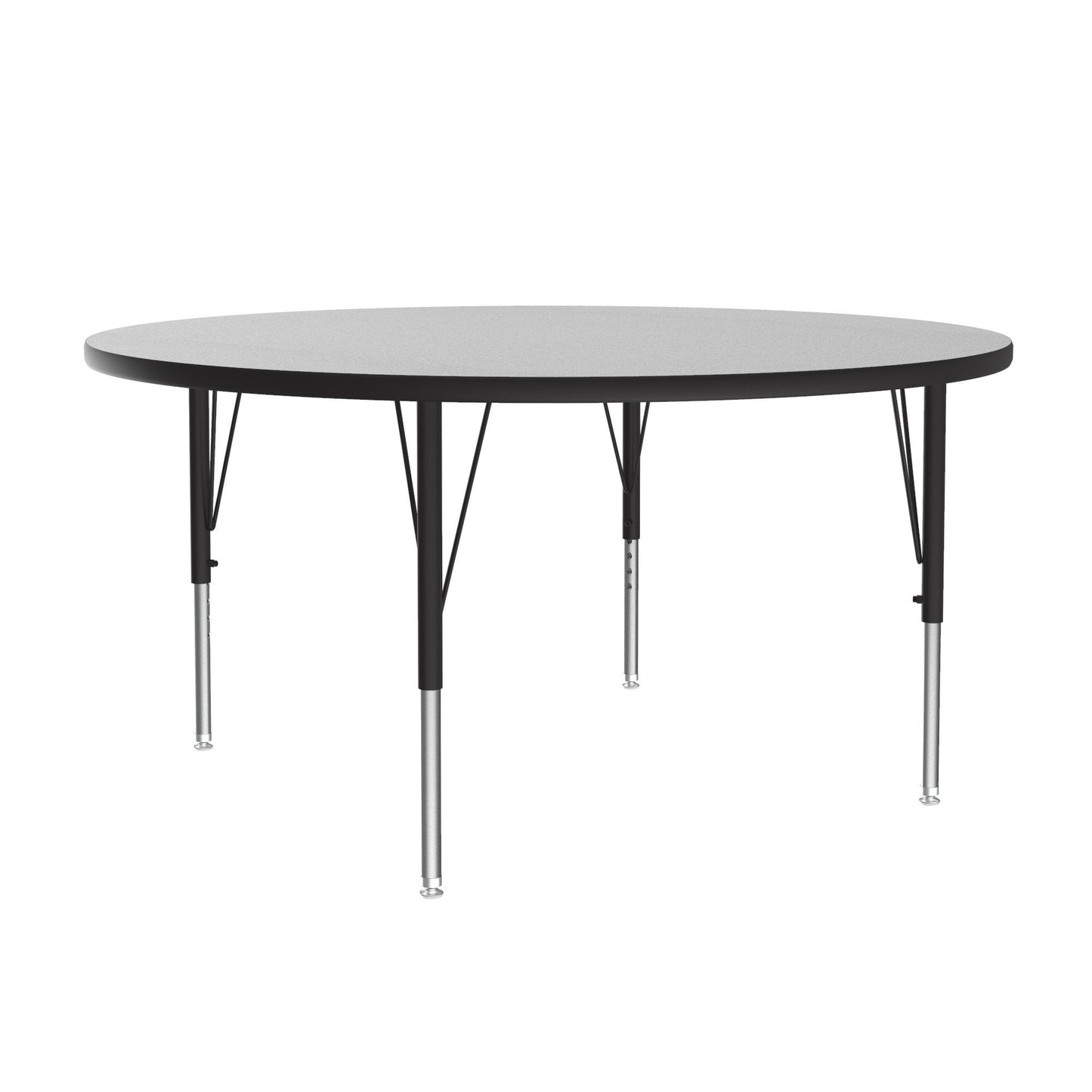 Correll Round Econoline Melamine Top Activity Tables 48"W x 48"L x 19 - 29"H Adjustable Height (COR - AM48 - RND - XX) - SchoolOutlet