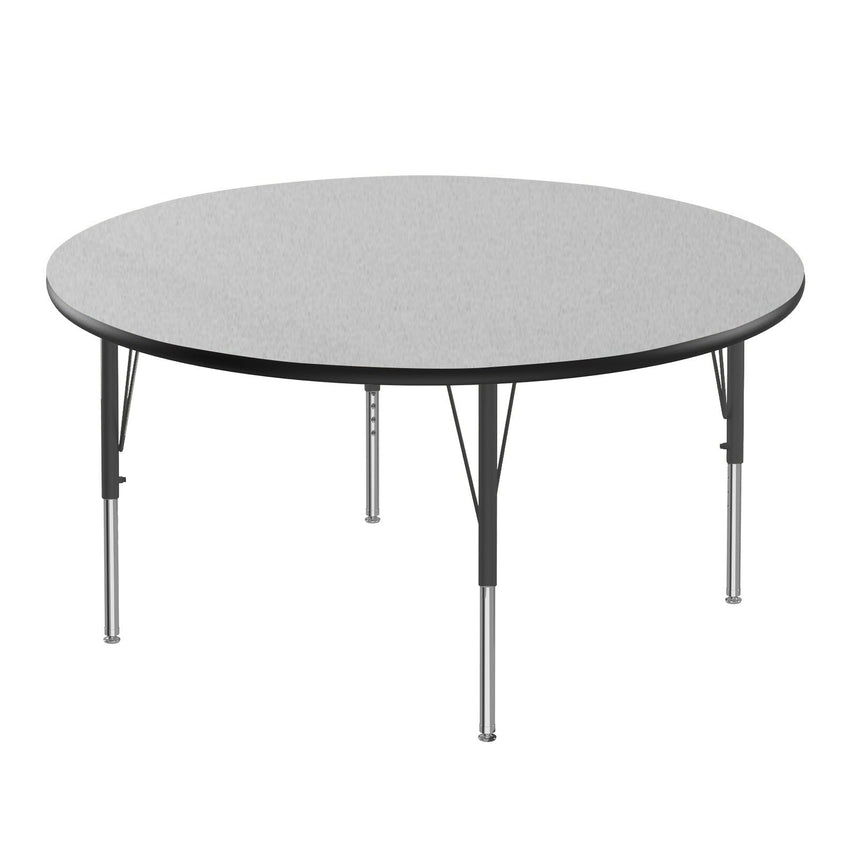 Correll Round Econoline Melamine Top Activity Tables 48"W x 48"L x 19 - 29"H Adjustable Height (COR - AM48 - RND - XX) - SchoolOutlet