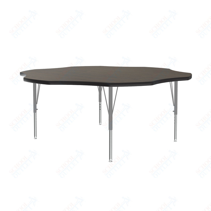 Correll Flower Econoline Melamine Top Activity Tables 60"W x 60"L x 19 - 29"H Adjustable Height (COR - AM60 - FLR - XX) - SchoolOutlet