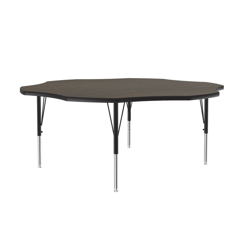 Correll Flower Econoline Melamine Top Activity Tables 60"W x 60"L x 19 - 29"H Adjustable Height (COR - AM60 - FLR - XX) - SchoolOutlet