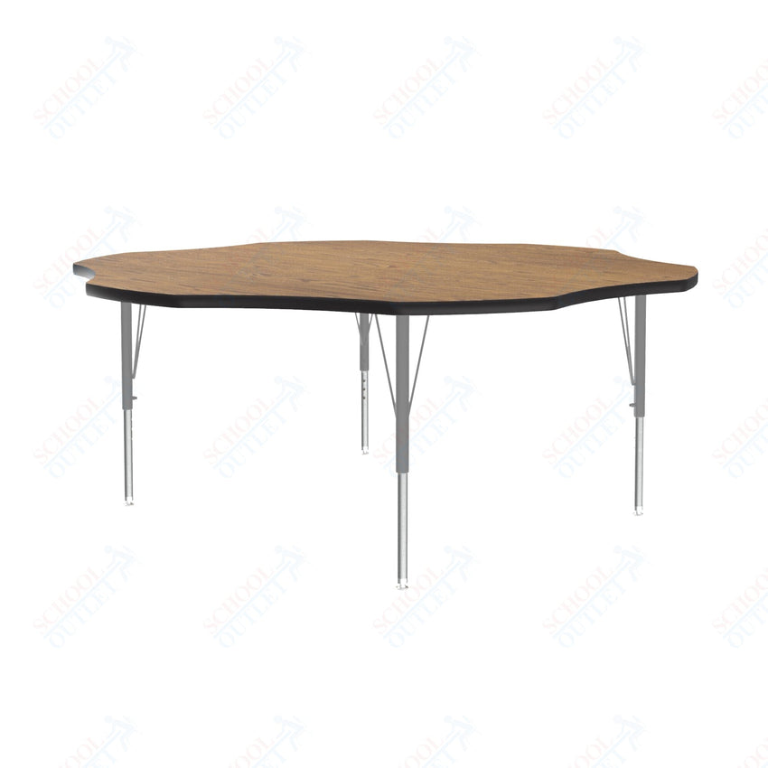 Correll Flower Econoline Melamine Top Activity Tables 60"W x 60"L x 19 - 29"H Adjustable Height (COR - AM60 - FLR - XX) - SchoolOutlet