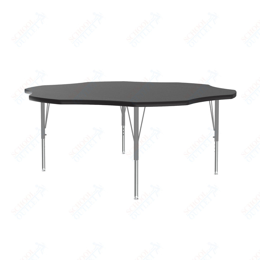Correll Flower Econoline Melamine Top Activity Tables 60"W x 60"L x 19 - 29"H Adjustable Height (COR - AM60 - FLR - XX) - SchoolOutlet