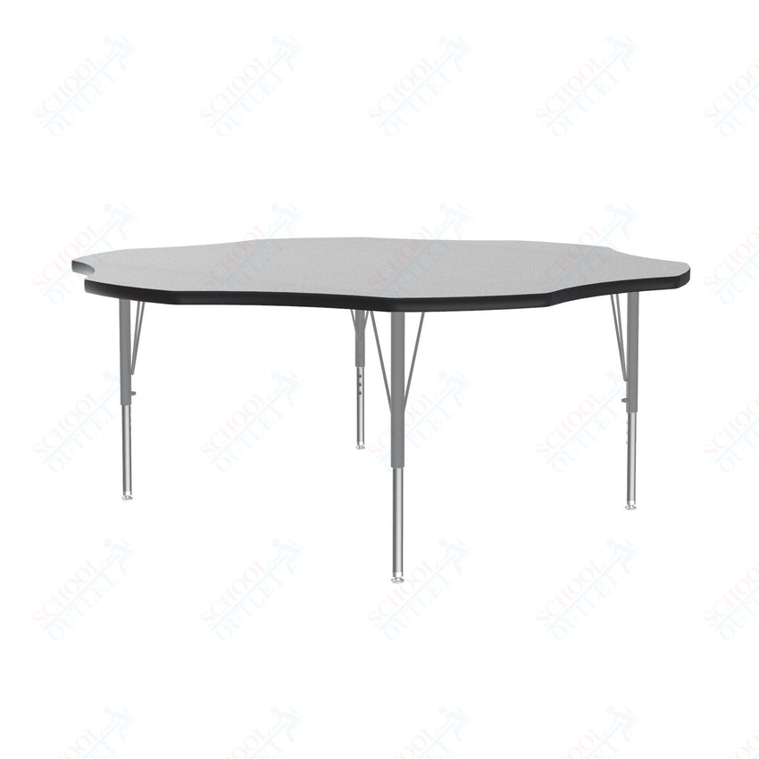 Correll Flower Econoline Melamine Top Activity Tables 60"W x 60"L x 19 - 29"H Adjustable Height (COR - AM60 - FLR - XX) - SchoolOutlet