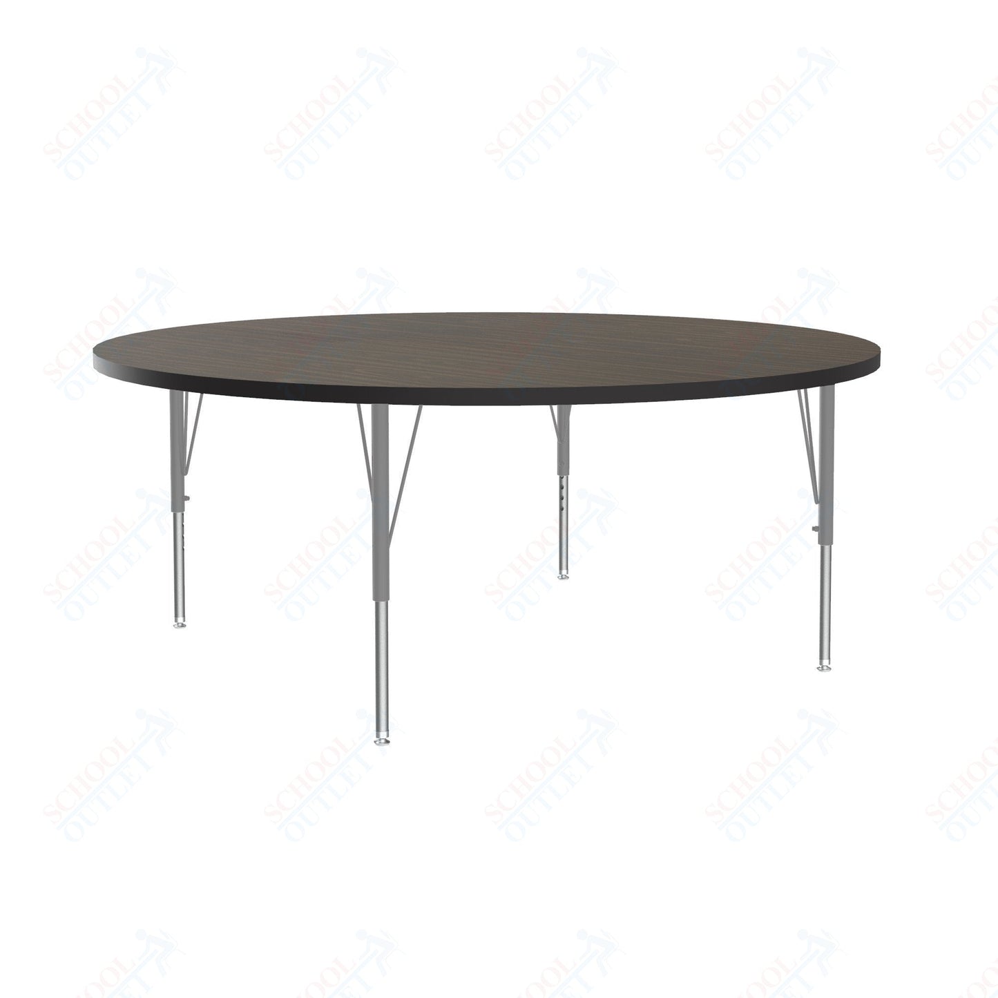 Correll Round Econoline Melamine Top Activity Tables 60"W x 60"L x 19 - 29"H Adjustable Height (COR - AM60 - RND - XX) - SchoolOutlet