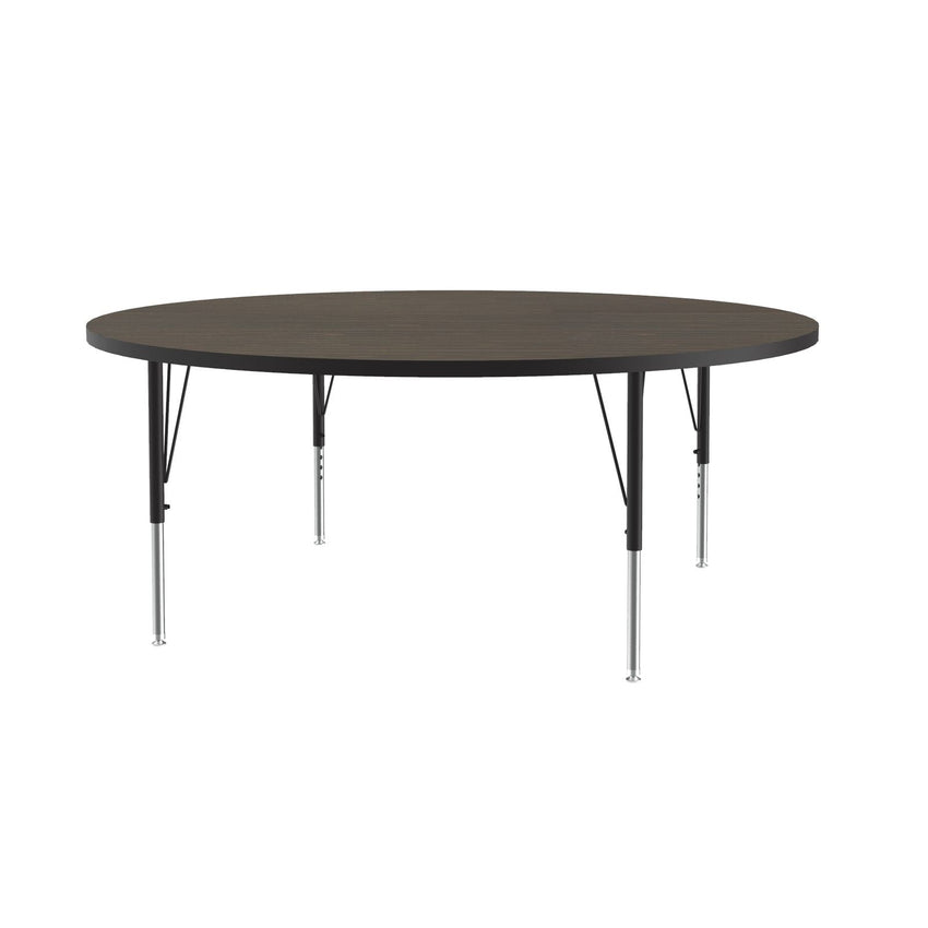 Correll Round Econoline Melamine Top Activity Tables 60"W x 60"L x 19 - 29"H Adjustable Height (COR - AM60 - RND - XX - SchoolOutlet