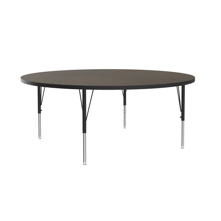 Correll Round Econoline Melamine Top Activity Tables 60"W x 60"L x 19 - 29"H Adjustable Height (COR - AM60 - RND - XX - SchoolOutlet