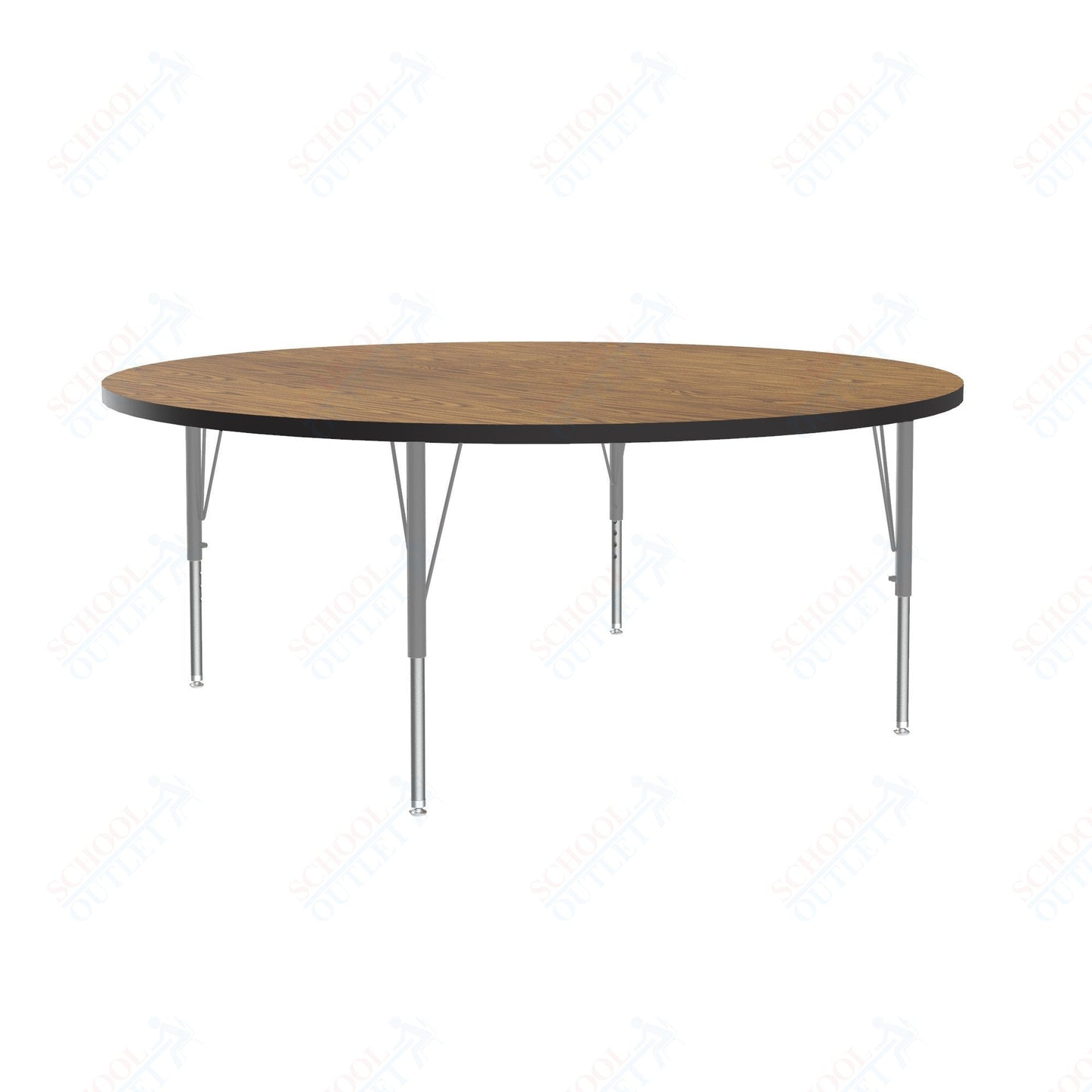 Correll Round Econoline Melamine Top Activity Tables 60"W x 60"L x 19 - 29"H Adjustable Height (COR - AM60 - RND - XX) - SchoolOutlet