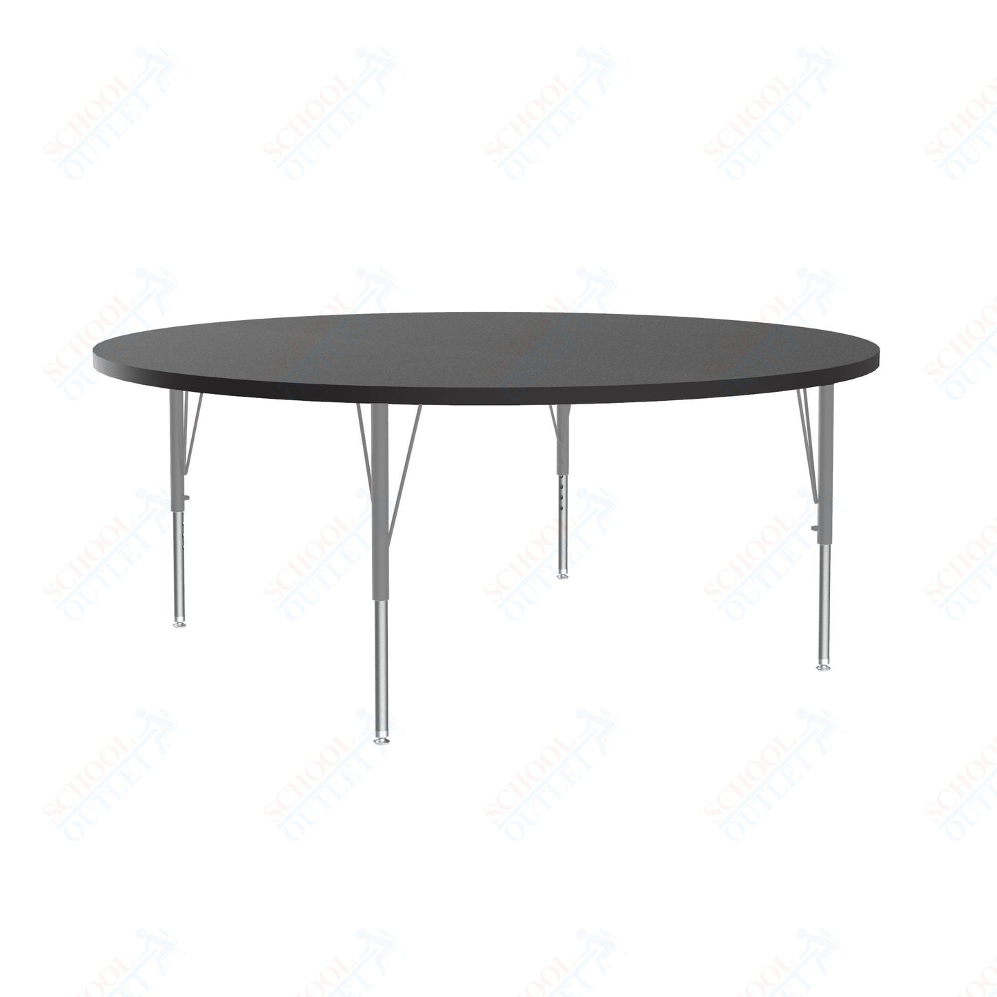 Correll Round Econoline Melamine Top Activity Tables 60"W x 60"L x 19 - 29"H Adjustable Height (COR - AM60 - RND - XX) - SchoolOutlet
