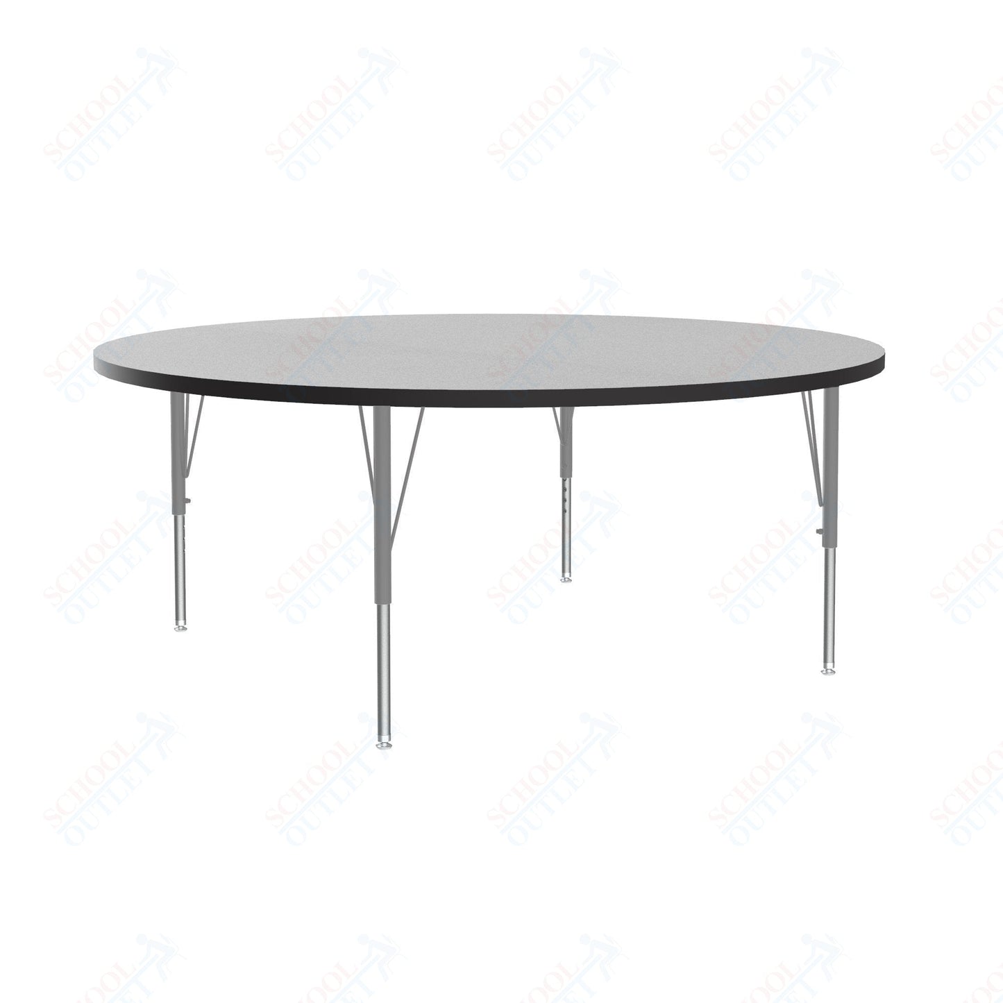 Correll Round Econoline Melamine Top Activity Tables 60"W x 60"L x 19 - 29"H Adjustable Height (COR - AM60 - RND - XX) - SchoolOutlet