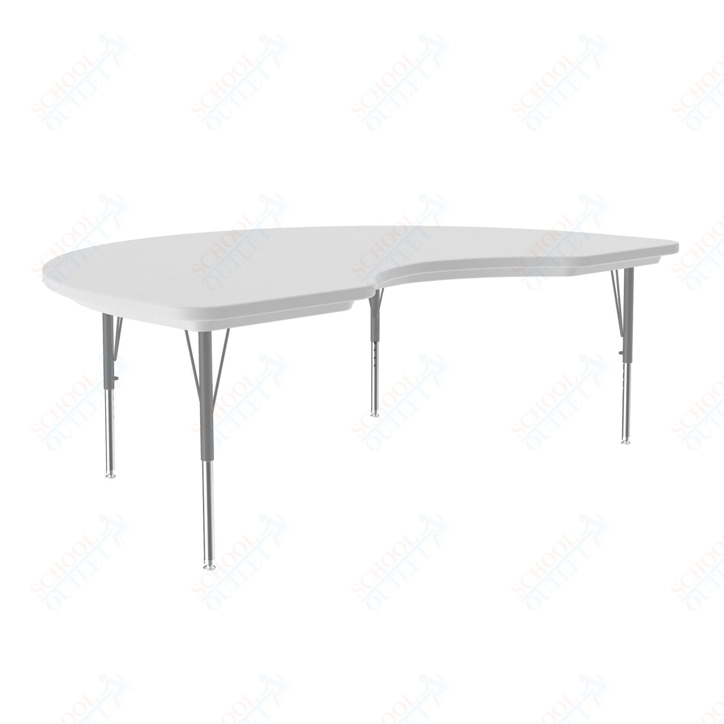Correll Kidney Commercial Blow - Molded Plastic Top Activity Tables 48"W x 72"L x 19 - 29"H Adjustable Height (COR - AR4872 - KID - XX) - SchoolOutlet
