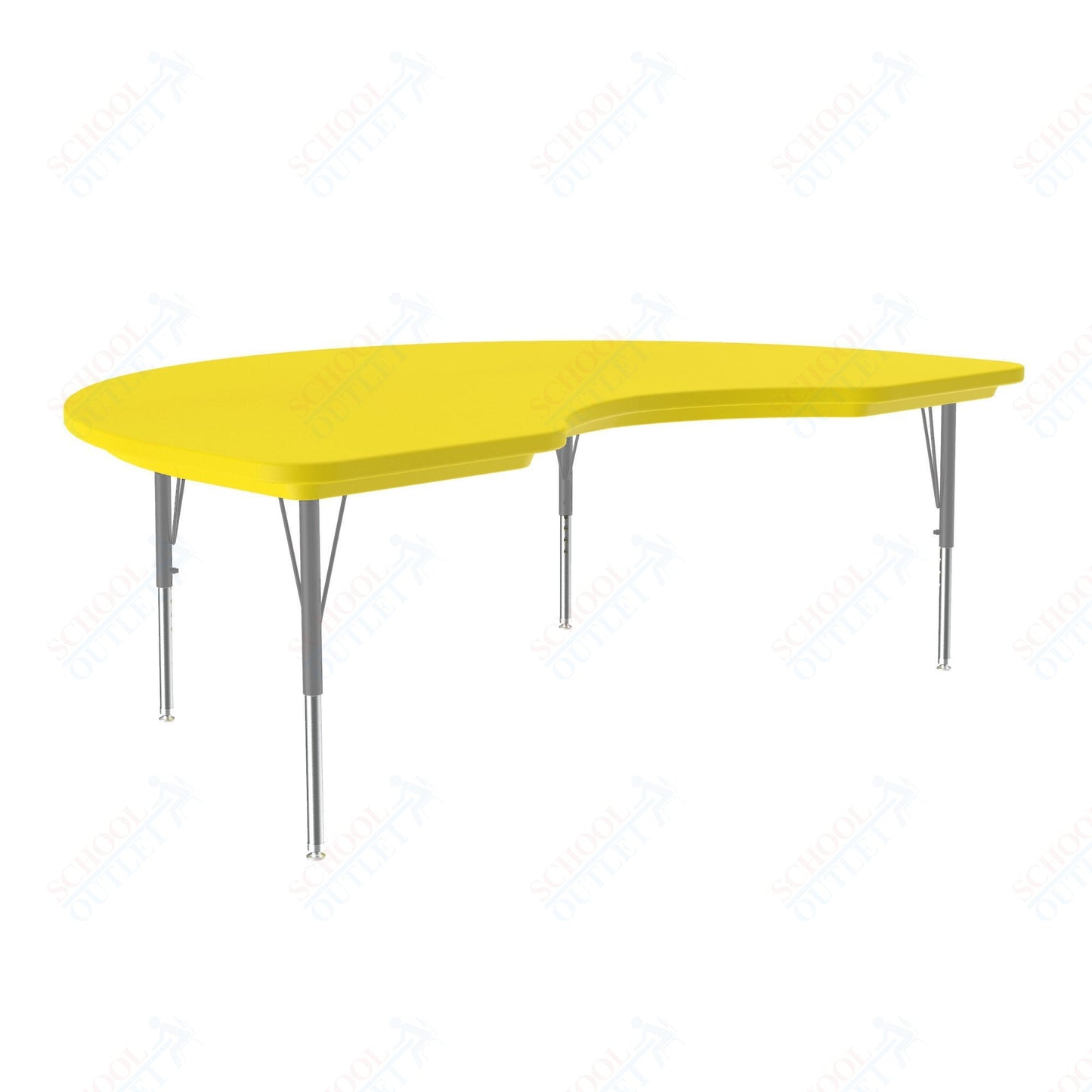 Correll Kidney Commercial Blow - Molded Plastic Top Activity Tables 48"W x 72"L x 19 - 29"H Adjustable Height (COR - AR4872 - KID - XX) - SchoolOutlet