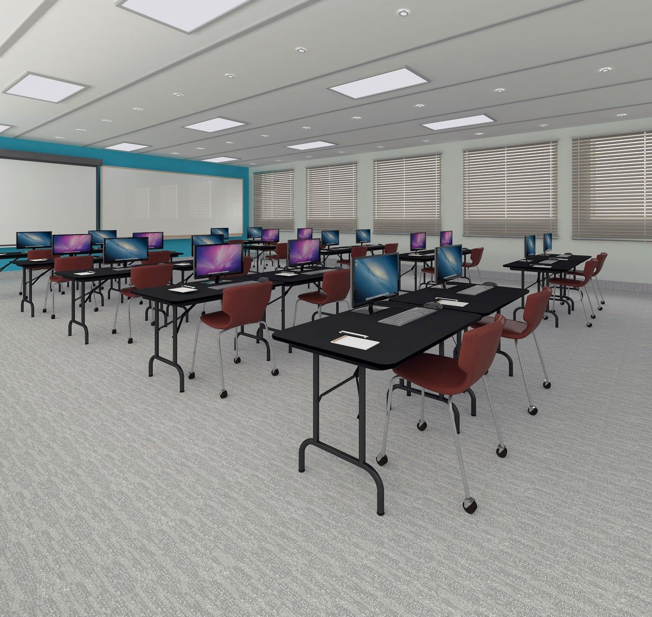 Correll Keyboard Height Rectangular Thermal Fused Commercial Laminate Folding Table 24"W x 48"L x 26.5"H (CF2448TFK - XX) - SchoolOutlet