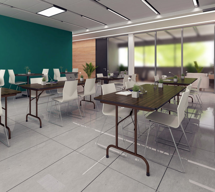 Correll Thermal Fused Laminate Top Folding Table, Adjustable Height 36"W x 72"L x 22" - 32"H (CFA3672TF - XX) - SchoolOutlet