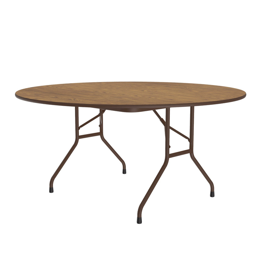 Correll Deluxe High Pressure Laminate Round Fixed Height Folding Table with Solid Plywood Core 60"W x 60"L x 29"H (PC60P - XX) - SchoolOutlet