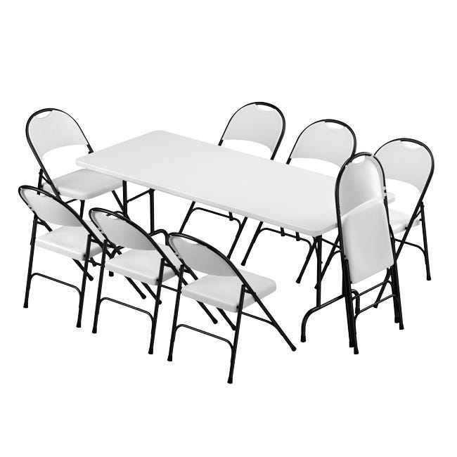 Correll - Plastic Resin Folding Table & 8 Chairs Package - 29" H x 30'' W x 72" L - Rectangle (R3072 - 8RC350 - XX) - SchoolOutlet