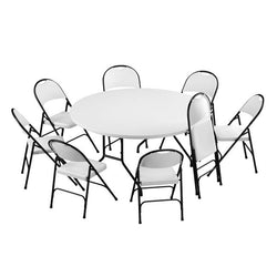 Correll - Plastic Resin Folding Table & 8 Chairs Package - 60'' Round (R60-8RC350-XX)
