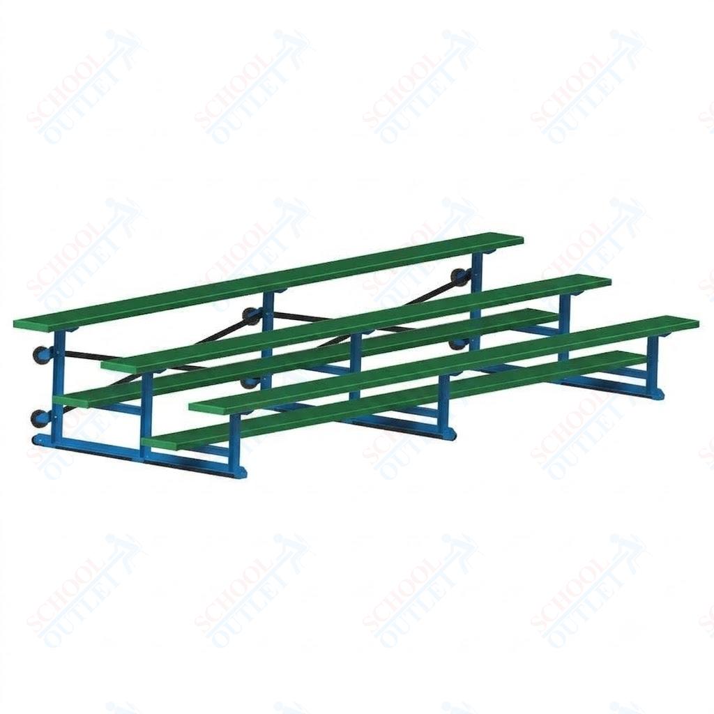 Jaypro Sports Bleacher - 3 Row - Tip & Roll, Single Foot Plank, Powder Coated - 15' L (BLCH-3TRGPC)